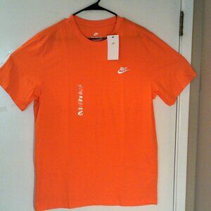 NEW NIKE SPORTSWEAR "Embroidered Logo Tee" MEN'S ORANGE T-SHIRT LARGE AR4997-819